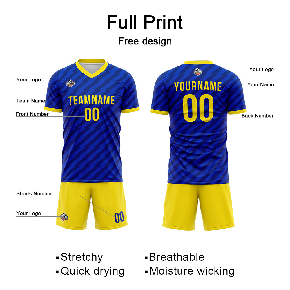 Custom Soccer Jerseys for Men Women Personalized Soccer Uniforms for Adult and Kid Royal-Yellow enthsush