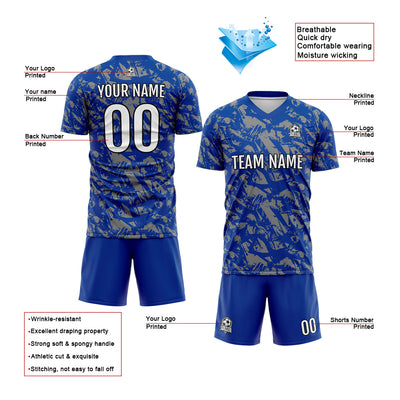 Custom Royal Grey Soccer Jerseys for Men Women Personalized Soccer Uniforms for Adult and Kid enthsush