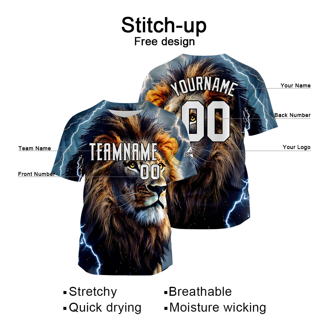 Custom Baseball Uniforms High-Quality for Adult Kids Optimized for Performance Lightning Lion enthsush