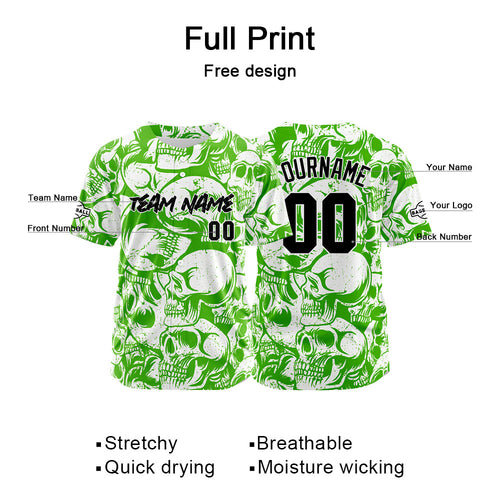 Custom Baseball Jersey Personalized Baseball Shirt for Men Women Kids Youth Teams Stitched and Print Green&White enthsush