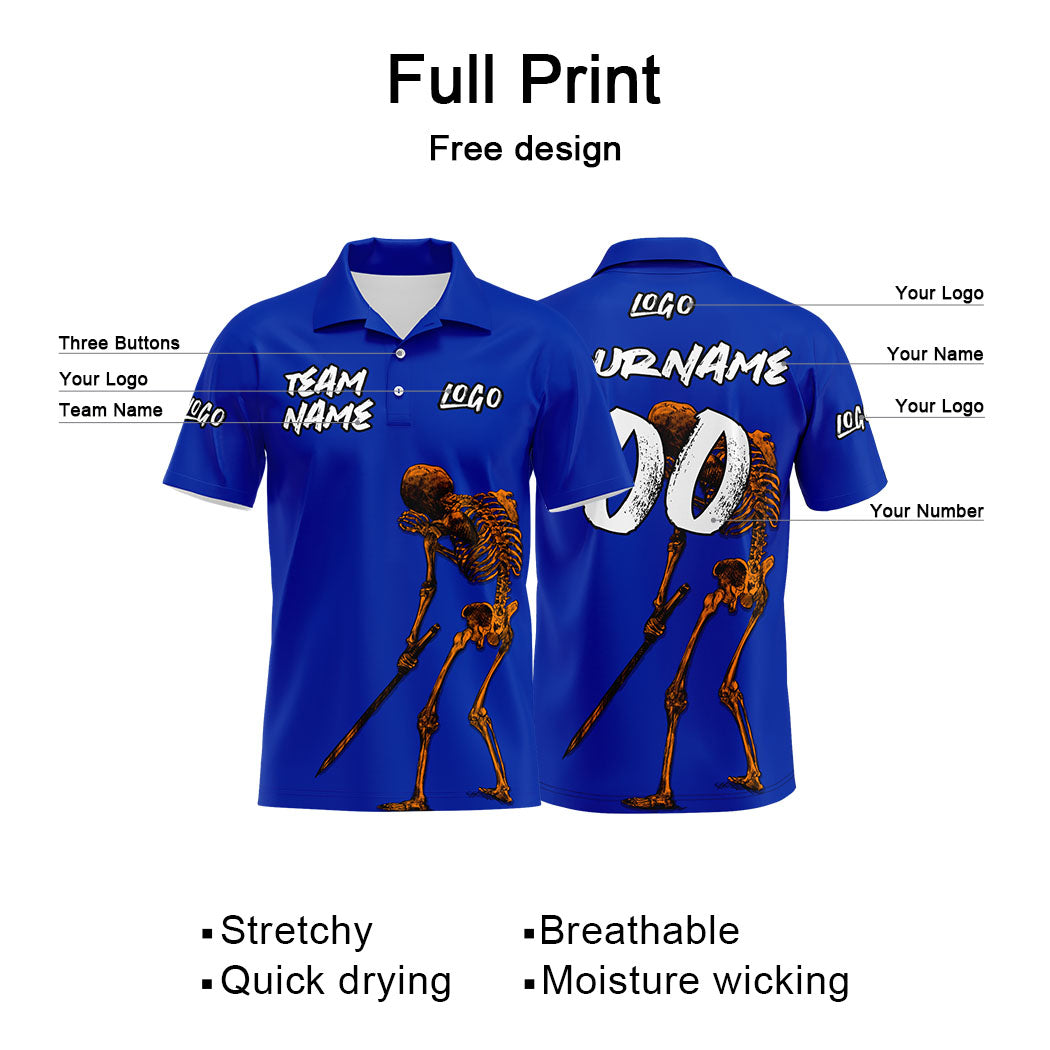 Custom Football Polo Shirts  Add Your Unique Logo/Name/Number Blue enthsush