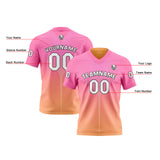 Custom Orange Pink Reversible Football Jersey Personalized Gradient Football Shirts for Men Printed Team Name Number Logo