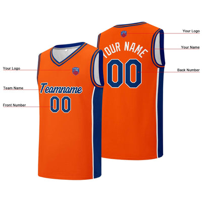 Custom basketball jersey shorts for men and women. Embroidered and printed name, number and logo Orange enthsush
