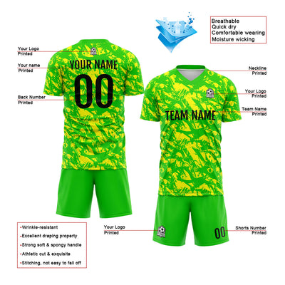 Custom Green Yellow Soccer Jerseys for Men Women Personalized Soccer Uniforms for Adult and Kid enthsush