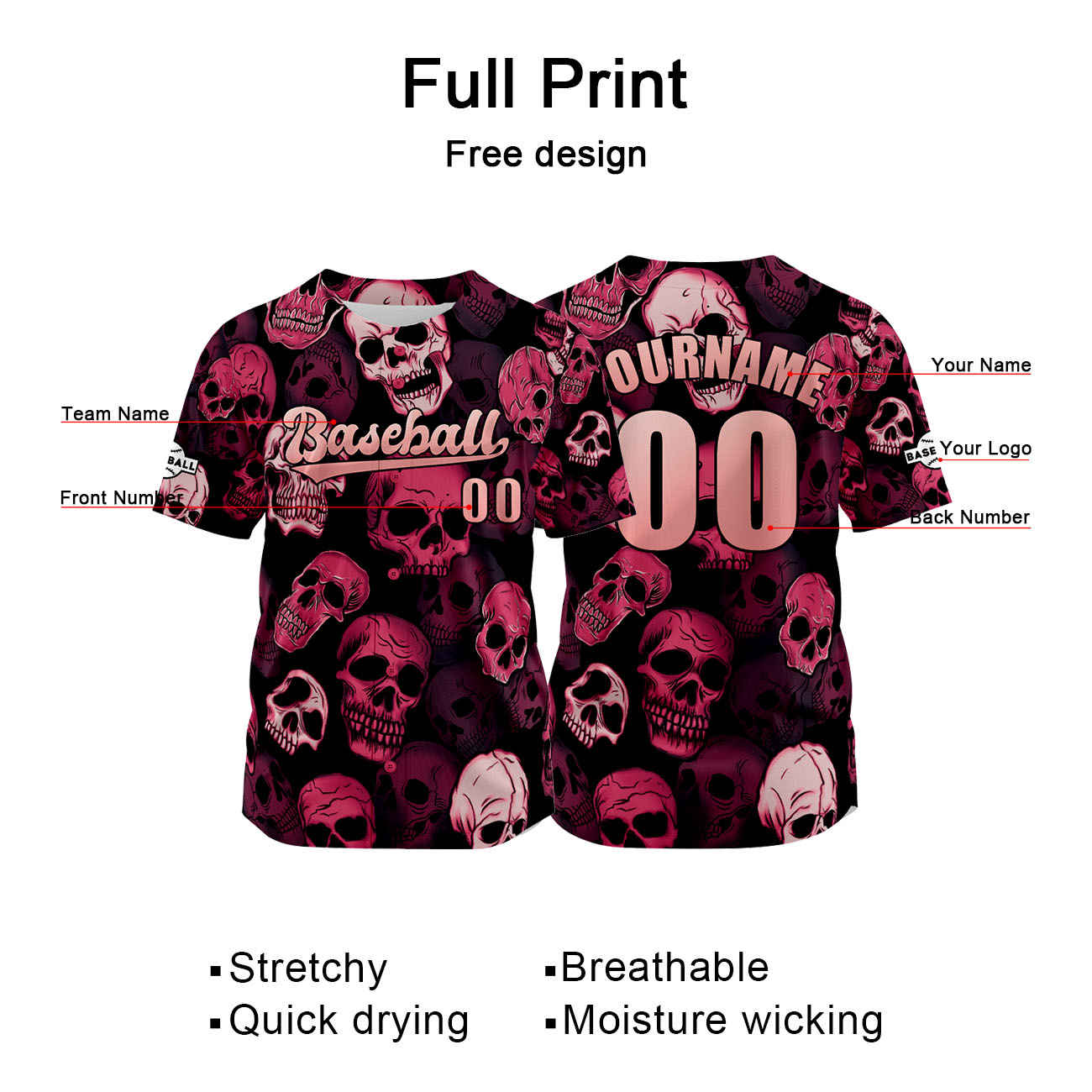 Custom Pink Jersey Personalized Baseball Shirt for Men Women Kids Youth enthsush