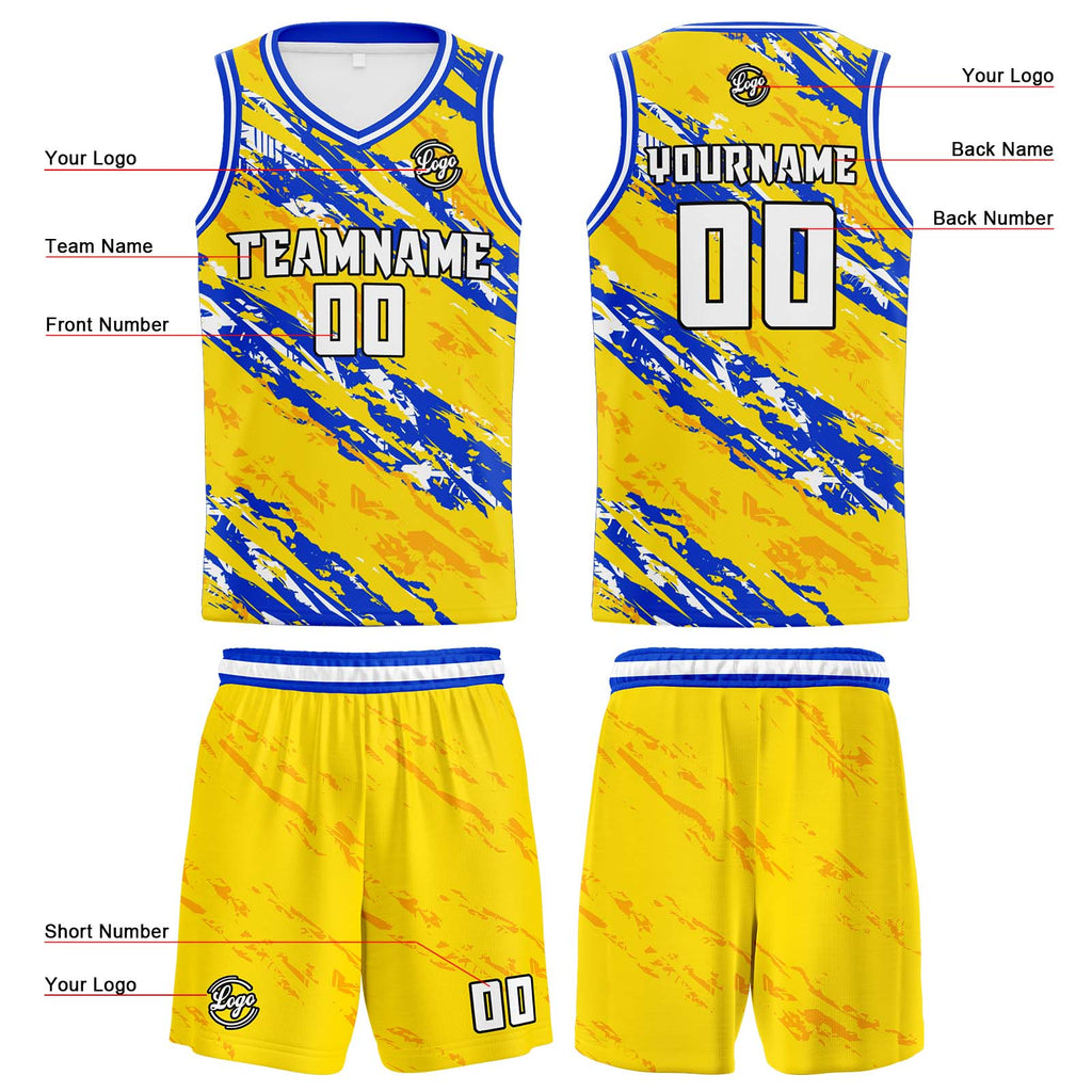 Custom Yellow Blue Basketball Jersey Uniform Suit Printed Your Logo Name Number enthsush