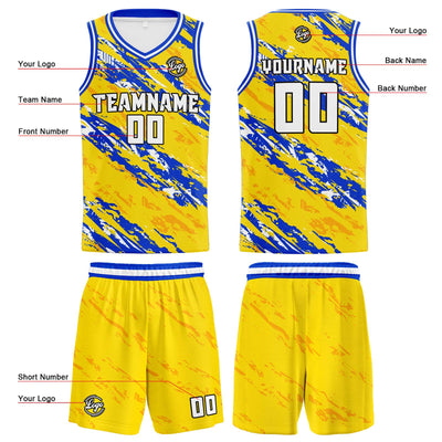 Custom Yellow Blue Basketball Jersey Uniform Suit Printed Your Logo Name Number enthsush