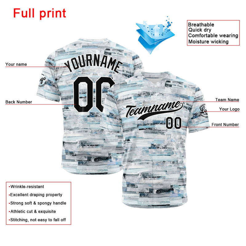Custom Full Print Design Authentic Baseball Jersey Mottled wall