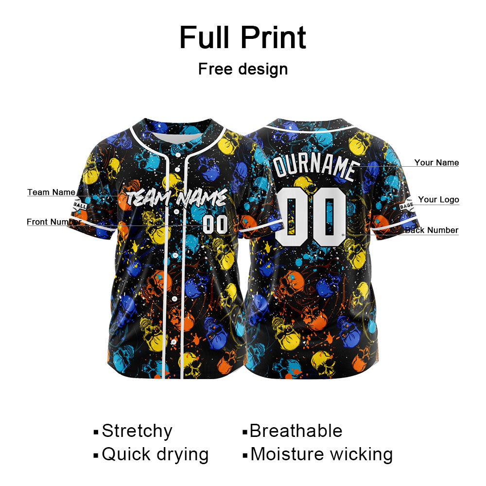 Custom Baseball Jersey Personalized Baseball Shirt for Men Women Kids Youth Teams Stitched and Print Blue&Yellow enthsush