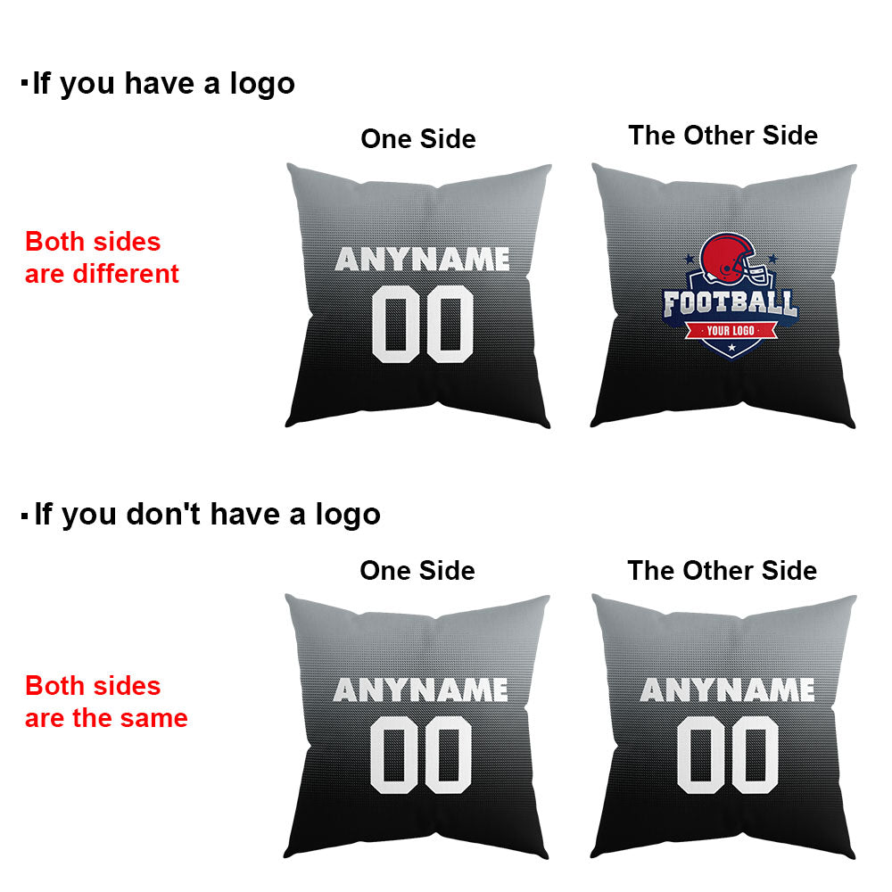 Custom Football Throw Pillow for Men Women Boy Gift Printed Your Personalized Name Number Black&Gray&White enthsush