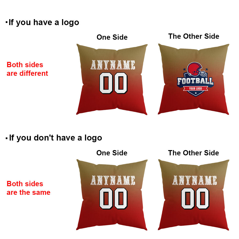Custom Football Throw Pillow for Men Women Boy Gift Printed Your Personalized Name Number Red&Gold&White enthsush