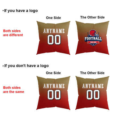 Custom Football Throw Pillow for Men Women Boy Gift Printed Your Personalized Name Number Red&Gold&White enthsush