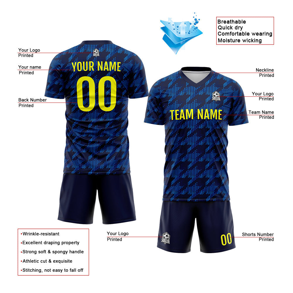 Custom Soccer Jerseys for Men Women Personalized Soccer Uniforms for Adult and Kid Navy&Yellow enthsush