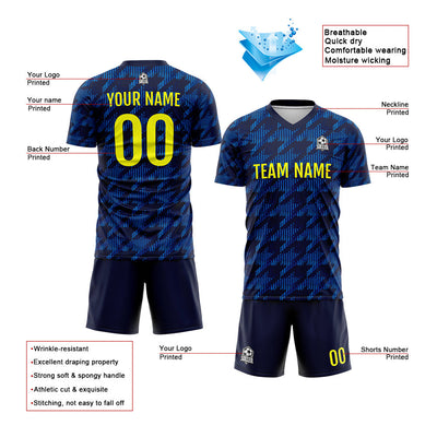 Custom Soccer Jerseys for Men Women Personalized Soccer Uniforms for Adult and Kid Navy&Yellow enthsush