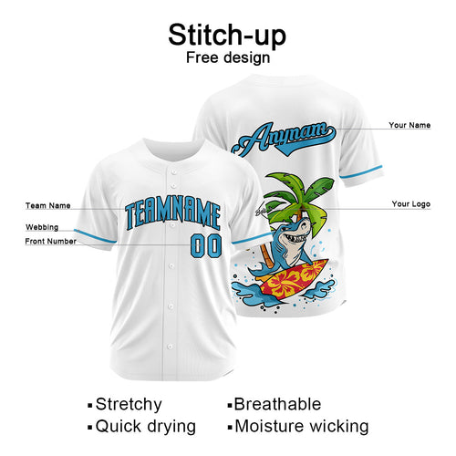 Custom Baseball Uniforms High-Quality for Adult Kids Optimized for Performance Surfing Shark-White enthsush