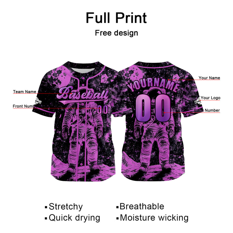 Custom Pink Jersey Personalized Baseball Shirt for Men Women Kids Youth