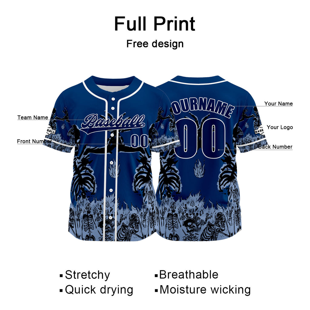 Custom Hidden Blue Baseball Jersey Personalized Baseball Shirt for Men Women Kids Youth enthsush
