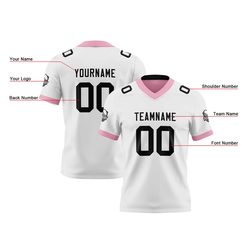 Custom White Pink Black Reversible Gradient Football Jersey Personalized Football Shirts for Men Women  Printed Team Name Number Logo
