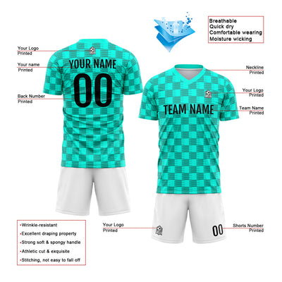 Custom Soccer Jerseys for Men Women Personalized Soccer Uniforms for Adult and Kid Light Green-White enthsush