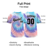 Custom Full Print Design Authentic Baseball Jersey blue-pink-purple