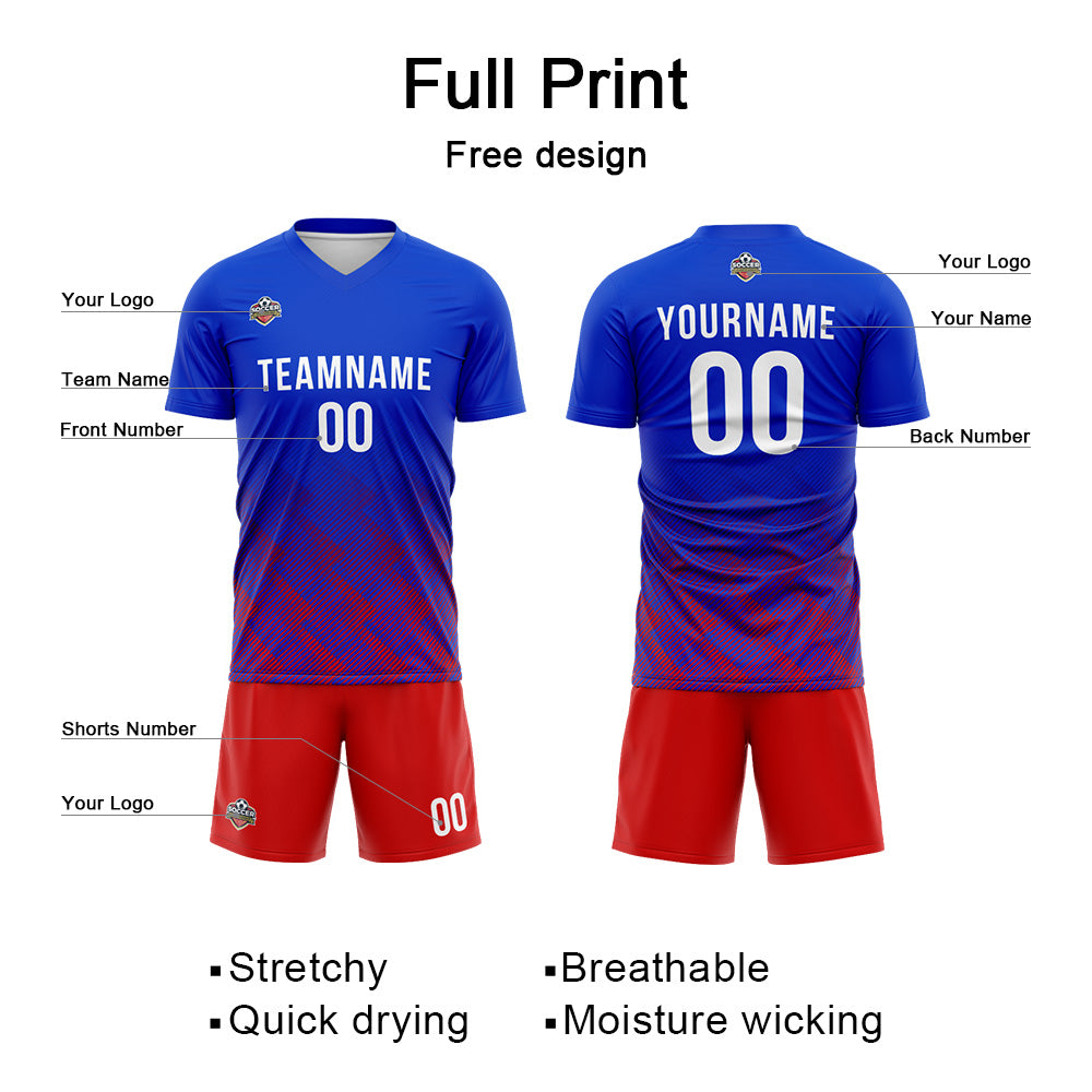 Custom Soccer Jerseys for Men Women Personalized Soccer Uniforms for Adult and Kid Royal-Red enthsush