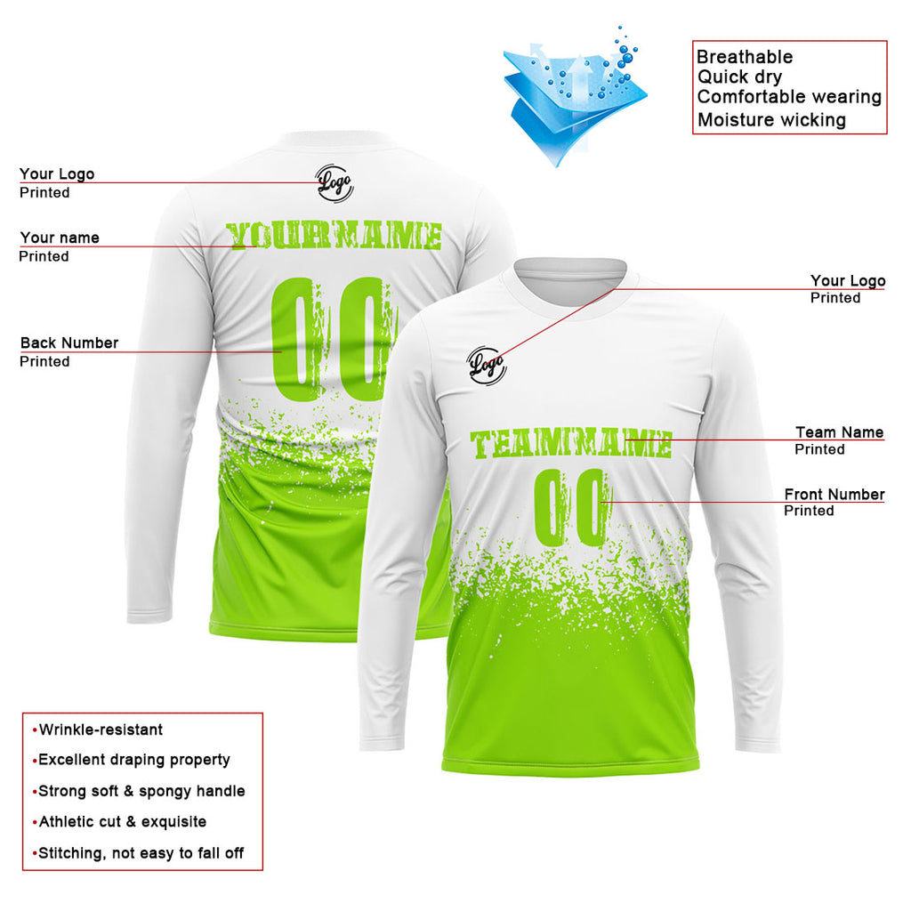 Custom Basketball Soccer Football Shooting Long T-Shirt for Adults and Kids White&Light Blue enthsush
