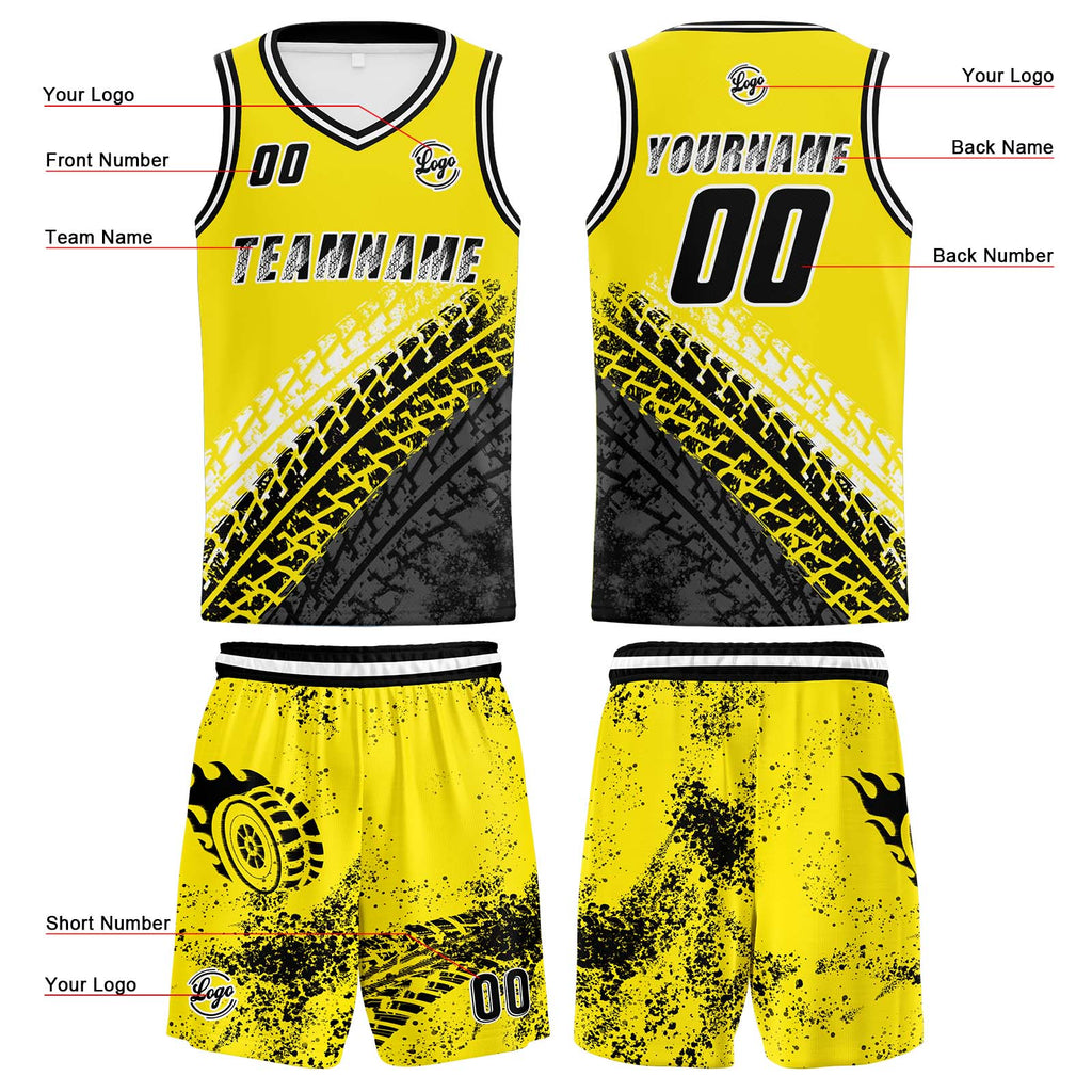 Custom Yellow Basketball Jersey Uniform Suit Printed Your Logo Name Number enthsush