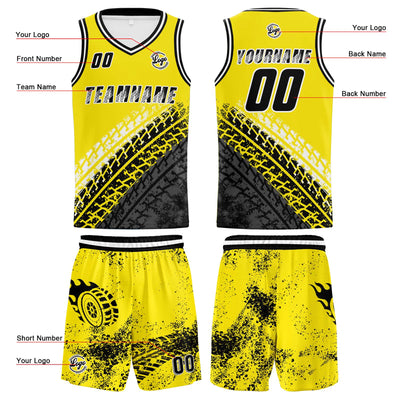 Custom Yellow Basketball Jersey Uniform Suit Printed Your Logo Name Number enthsush