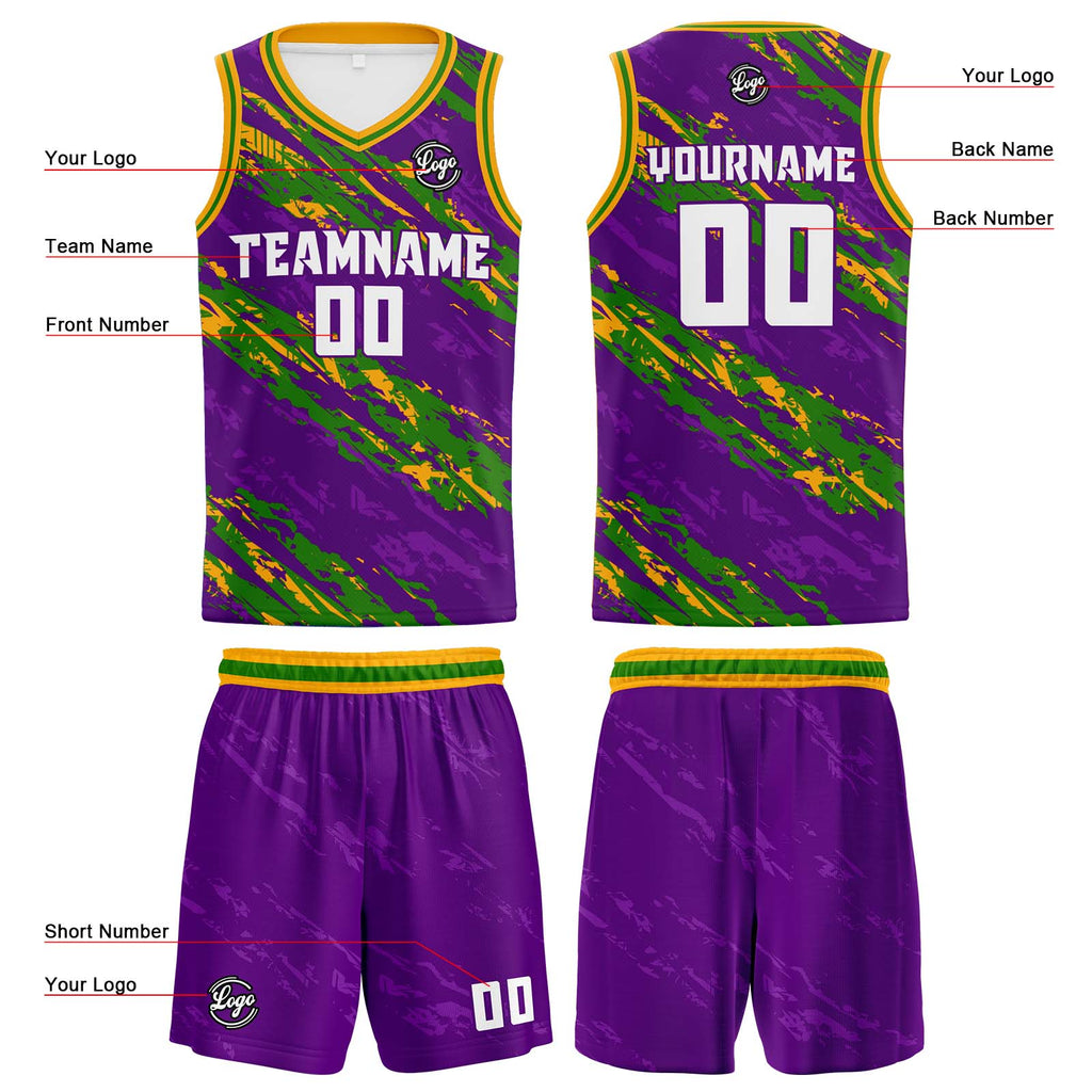 Custom Purple Green Reversible Basketball Suit for Adults and Kids Personalized Jersey enthsush