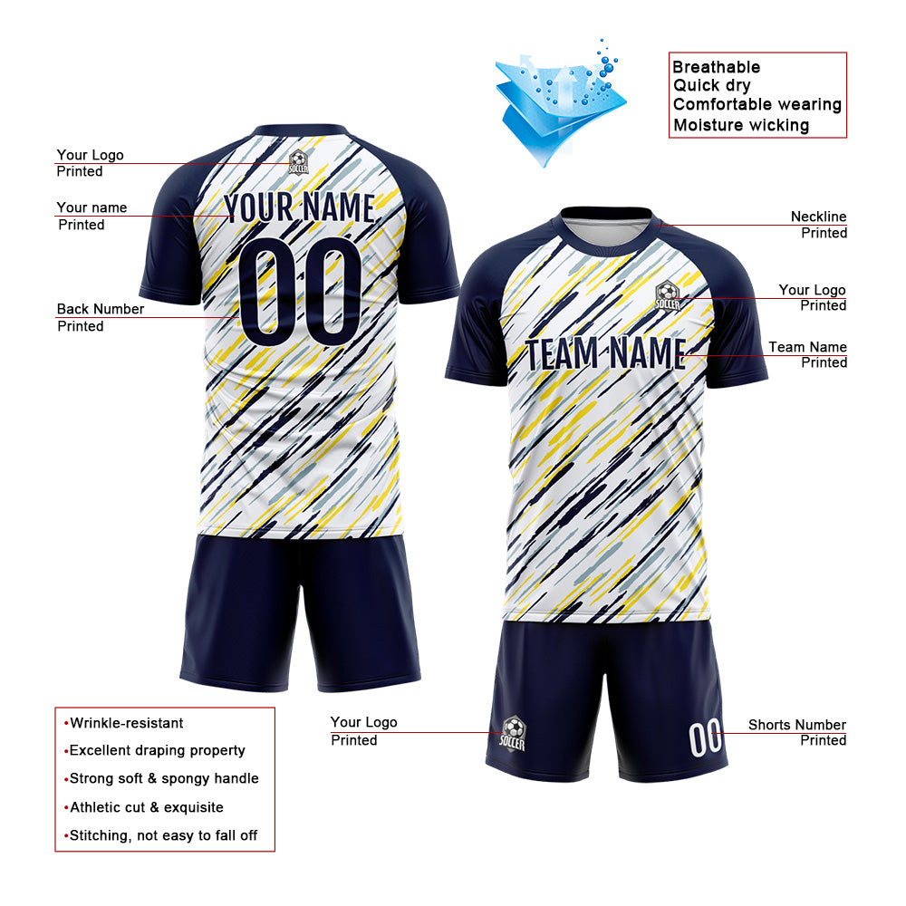 Custom Soccer Jerseys for Men Women Personalized Soccer Uniforms for Adult and Kid White&Navy enthsush
