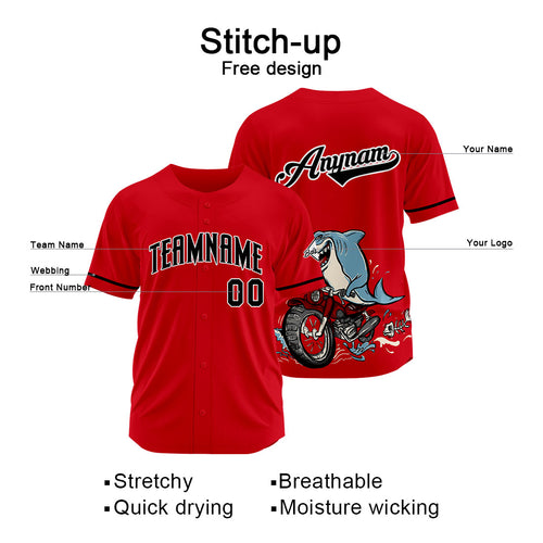 Custom Baseball Uniforms High-Quality for Adult Kids Optimized for Performance Motor shark-Red enthsush