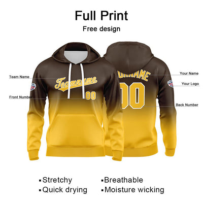 Custom Gradient Hoodie For Man Woman Girl Boy Print Your Logo Name Number Brown Yellow enthsush