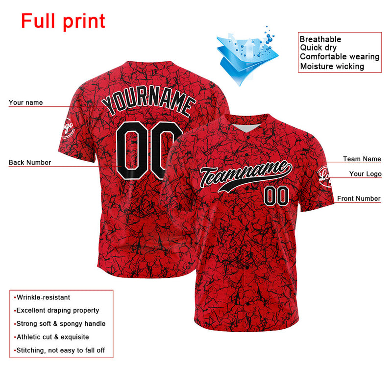 Custom Full Print Design Authentic Baseball Jersey Red