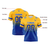 Custom Yellow Blue Reversible Gradient Football Jersey Personalized Football Shirts for Men Women  Printed Team Name Number Logo
