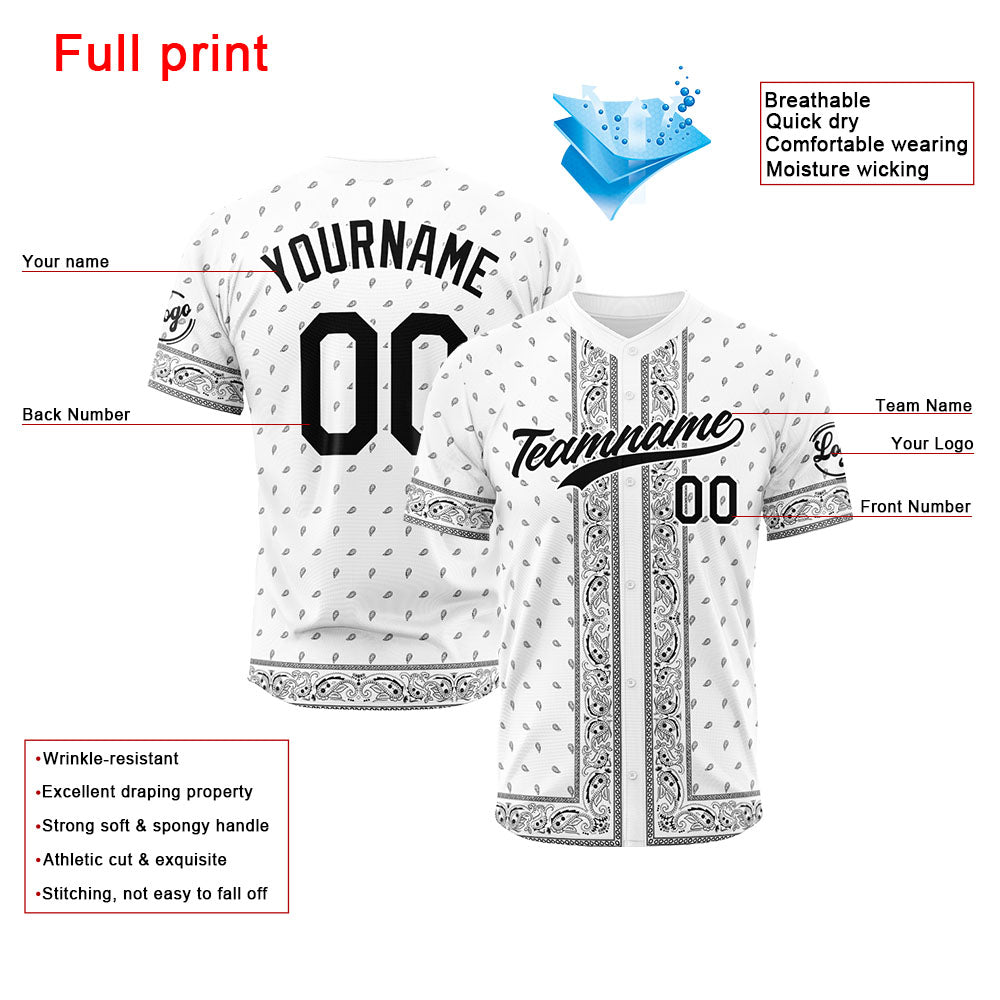 Custom Full Print Design Authentic Baseball Jersey Bandanna-White enthsush
