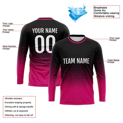Custom Basketball Soccer Football Shooting Long T-Shirt for Adults and Kids Black-Hot Pink enthsush