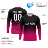 Custom Basketball Soccer Football Shooting Long T-Shirt for Adults and Kids Black-Hot Pink