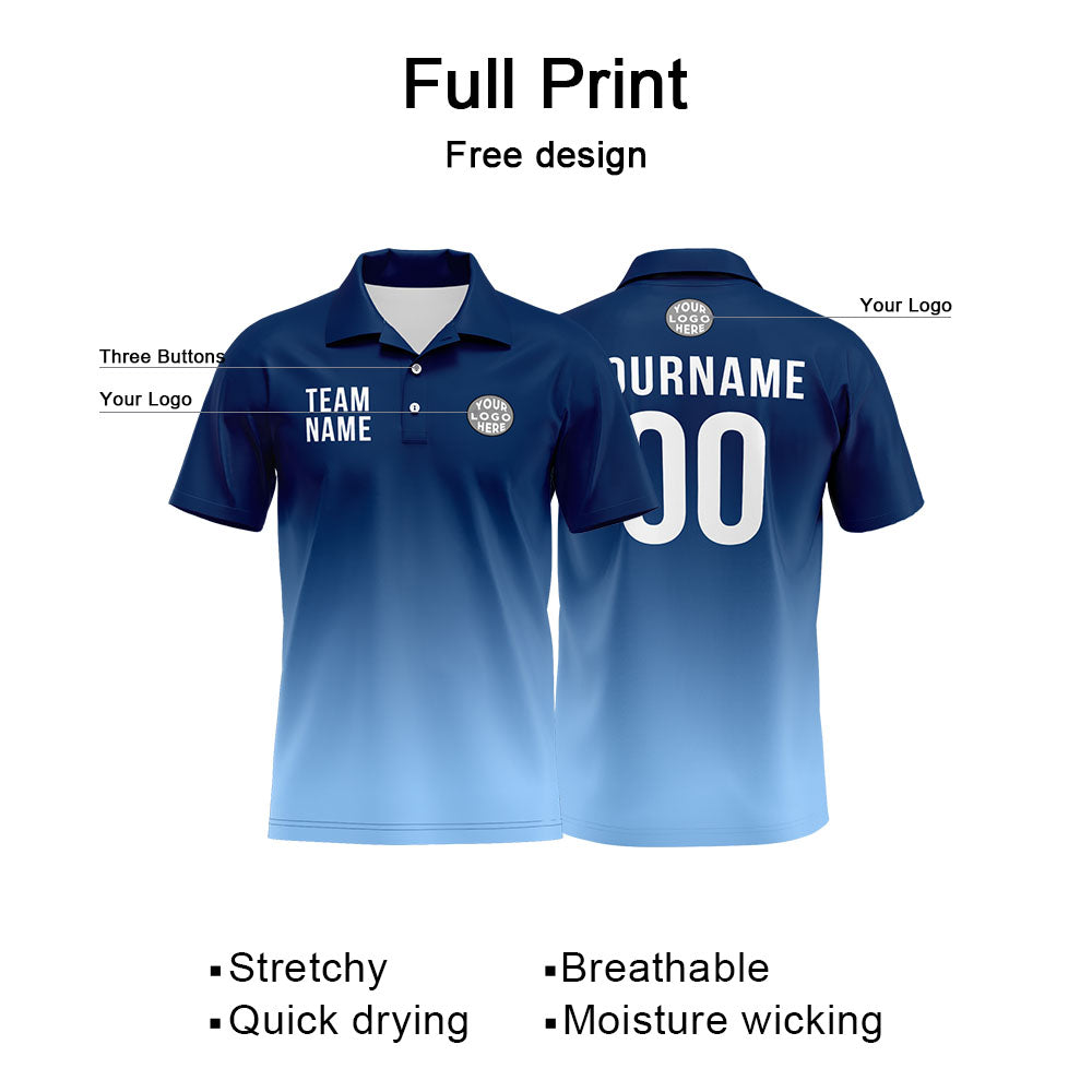 Custom Navy Light Blue Football Polo Shirts Add Your Unique Logo/Name/Number enthsush