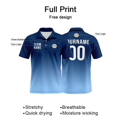 Custom Navy Light Blue Football Polo Shirts Add Your Unique Logo/Name/Number enthsush