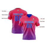 Custom Red Blue Football Jersey Personalized Gradient Football Shirts for Men Printed Team Name Number Logo