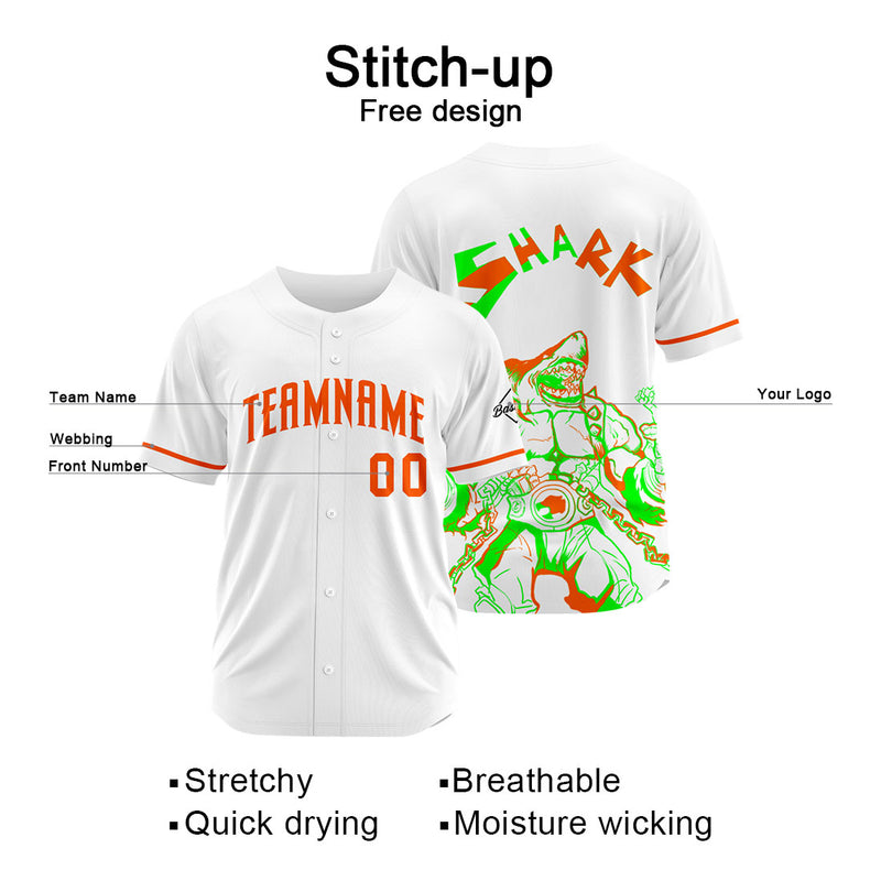 Custom Baseball Uniforms High-Quality for Adult Kids Optimized for Performance Shark-White&Orange