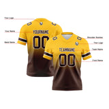 Custom Yellow Brown Reversible Gradient Football Jersey Personalized Football Shirts for Men Women  Printed Team Name Number Logo