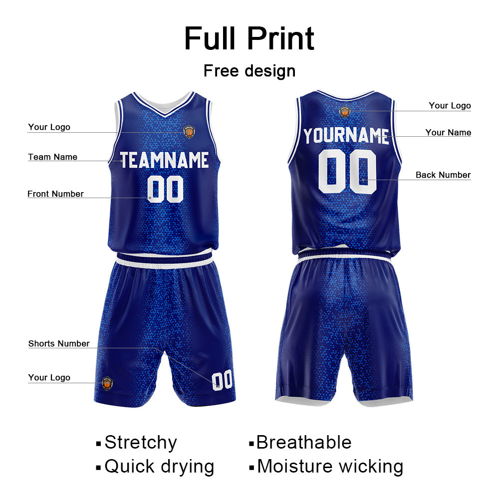 Custom Royal Reversible Basketball Suit for Adults and Kids Personalized Jersey enthsush