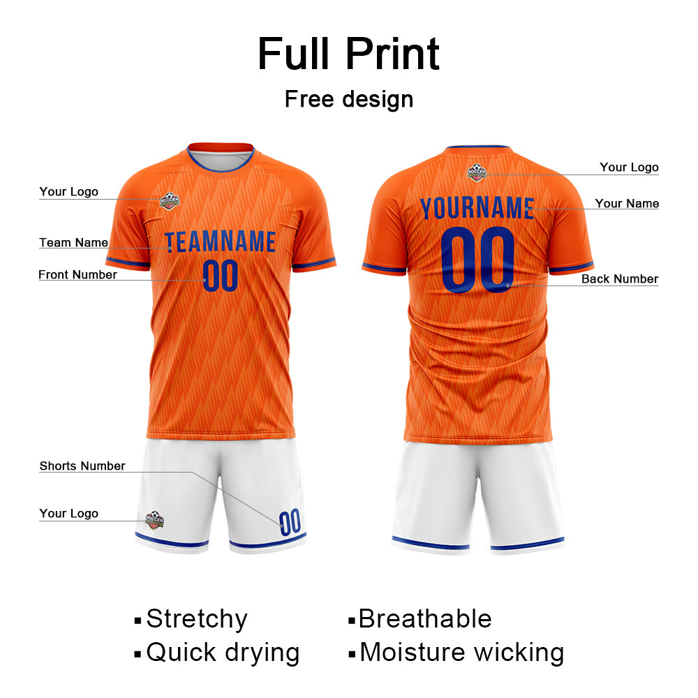 Custom Soccer Jerseys for Men Women Personalized Soccer Uniforms for Adult and Kid Orange-White enthsush