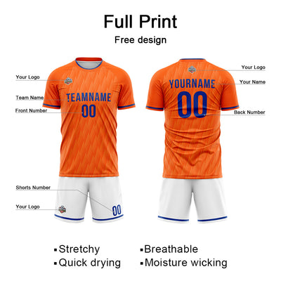 Custom Soccer Jerseys for Men Women Personalized Soccer Uniforms for Adult and Kid Orange-White enthsush