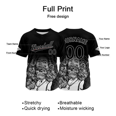 Custom Black Jersey Personalized Baseball Shirt for Men Women Kids Youth enthsush
