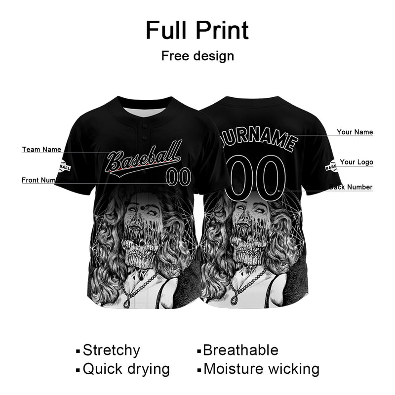 Custom Black Jersey Personalized Baseball Shirt for Men Women Kids Youth