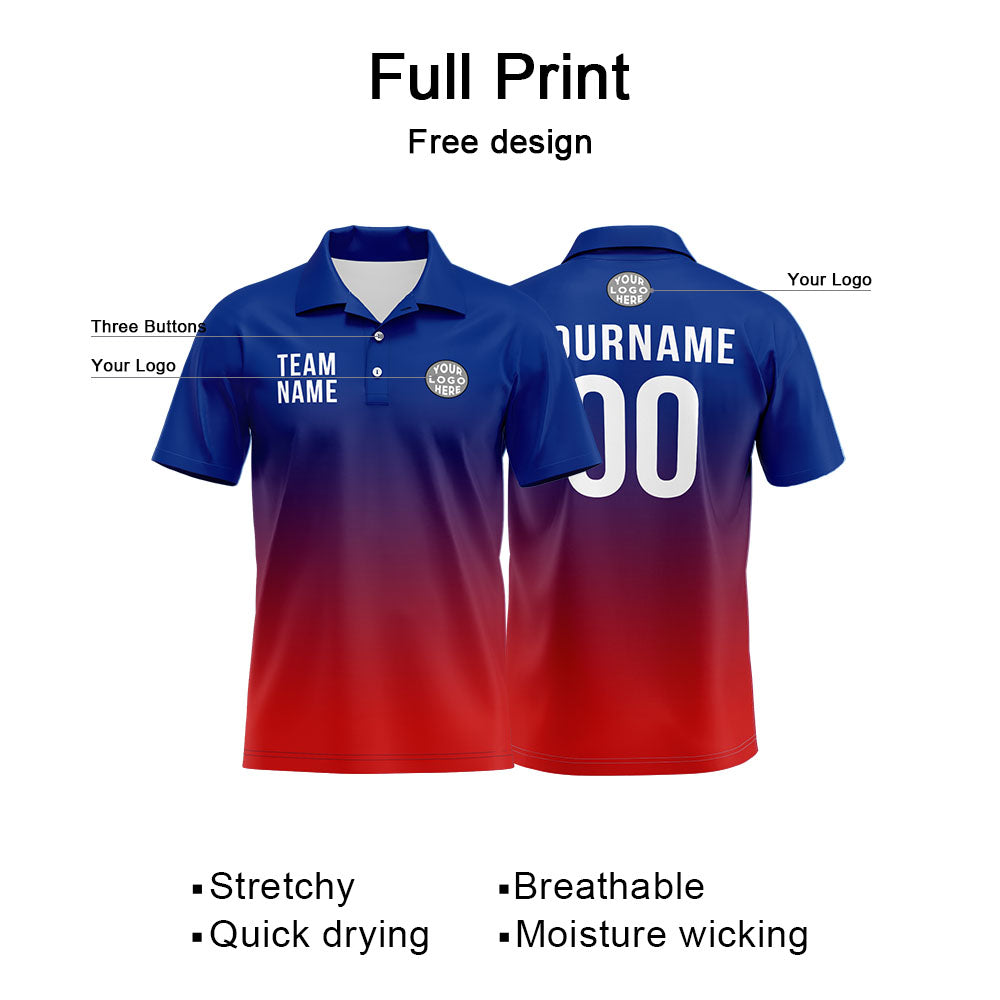 Custom Royal Red Football Polo Shirts Add Your Unique Logo/Name/Number enthsush