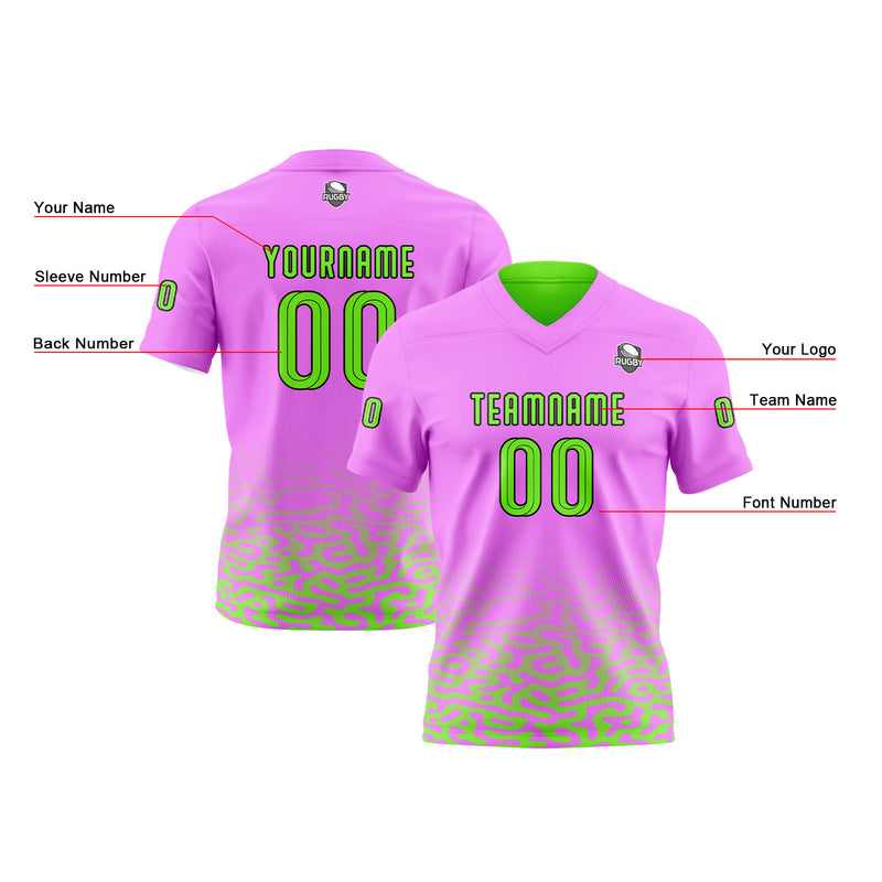 Custom Green Pink Football Jersey Personalized Gradient Football Shirts for Men Printed Team Name Number Logo
