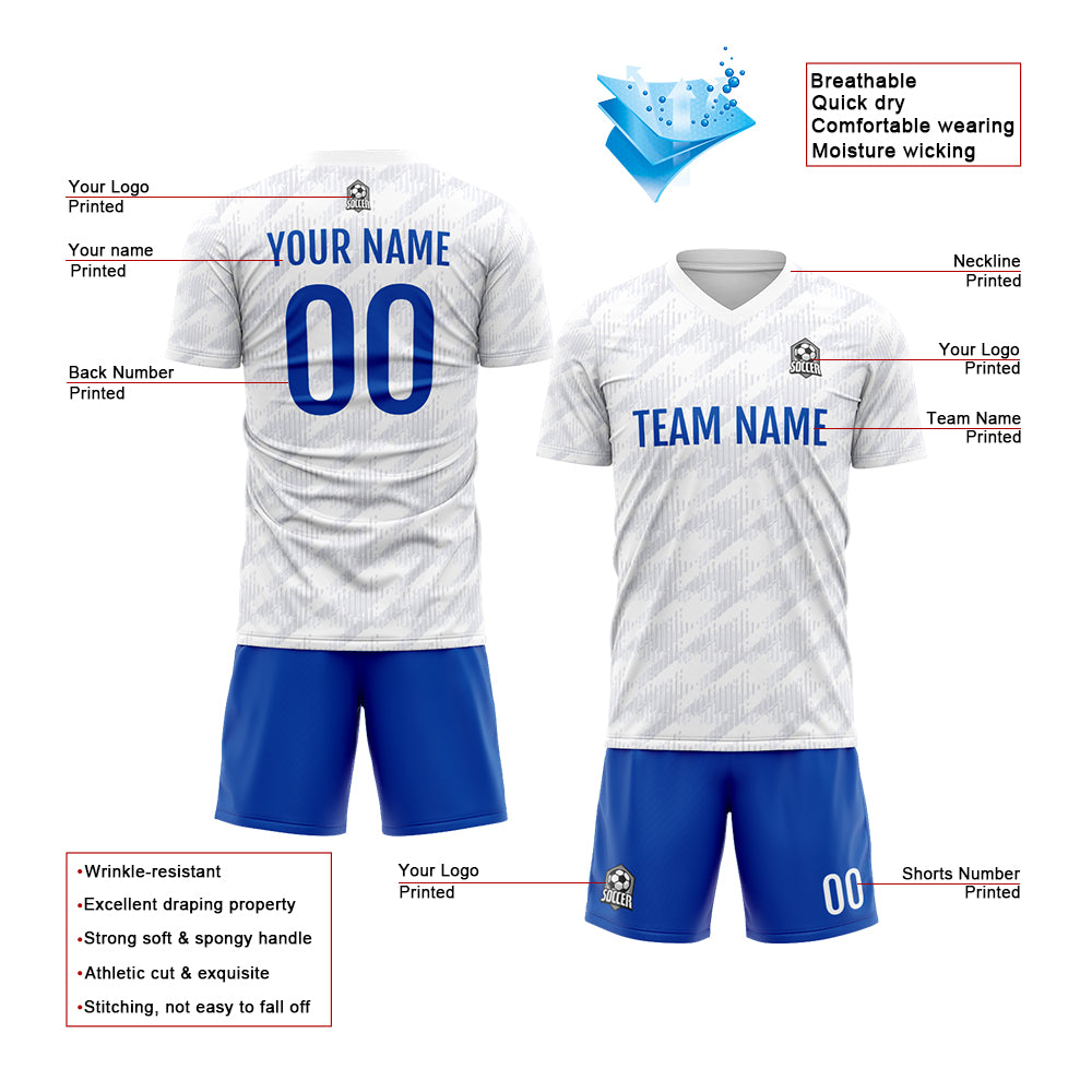 Custom Soccer Jerseys for Men Women Personalized Soccer Uniforms for Adult and Kid White&Blue enthsush